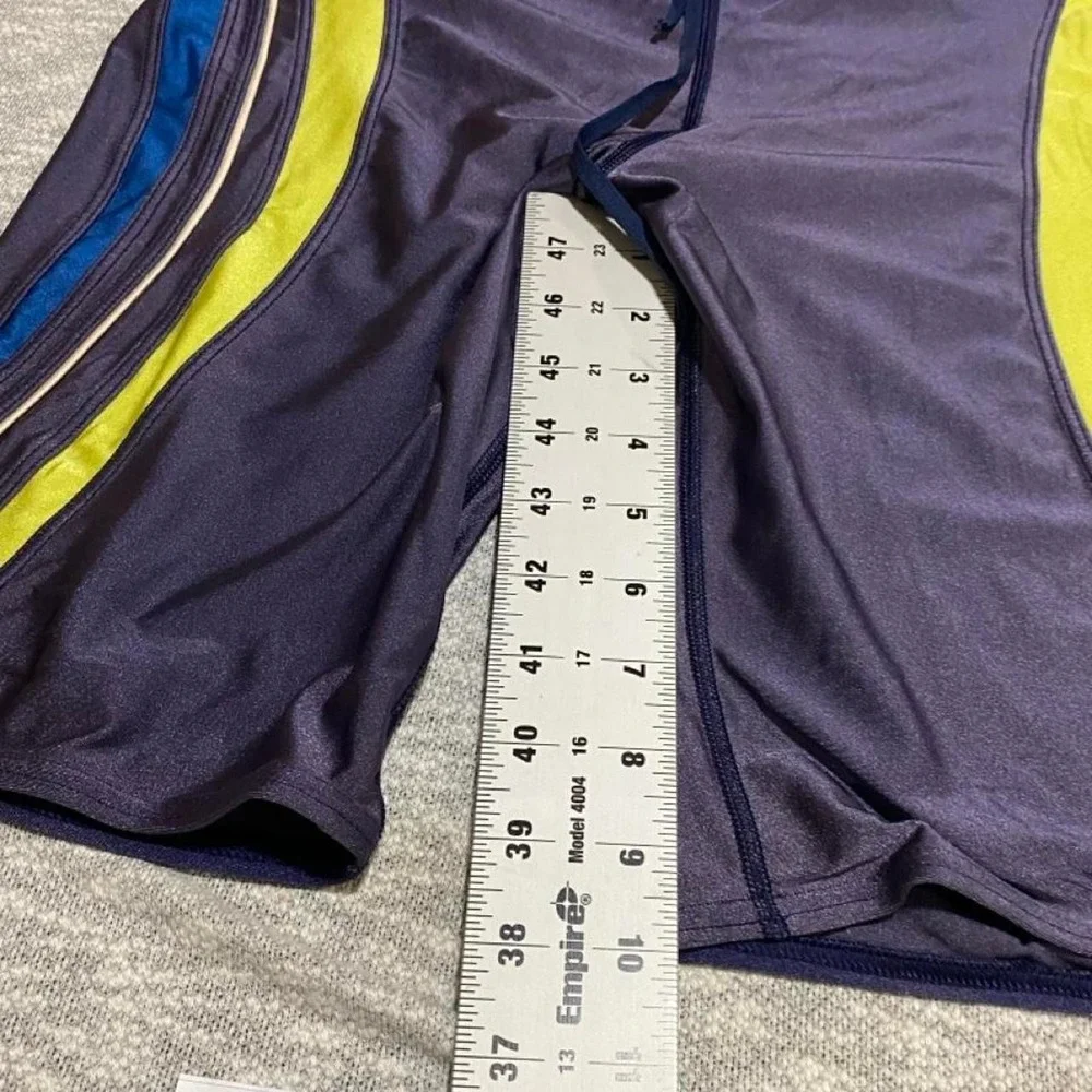 Speedo swim trunks with blue multicolor diagonal stripes men 38. SKU-B646